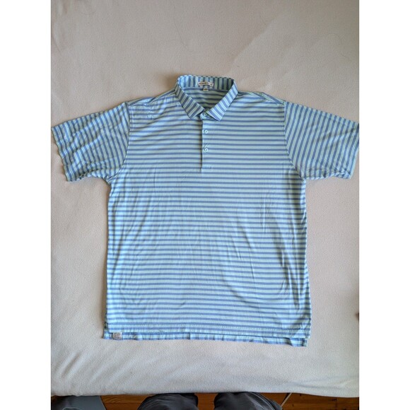 Peter Millar Polo Shirt Mens Size 2XL XXL Short Sleeve Blue Striped Preppy - Picture 1 of 7